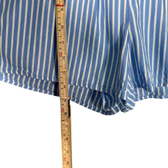 Talulah Blue White Stripe Cotton Pajama Set Button Shirt Shorts Small - Picture 11 of 12